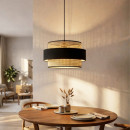 Φωτιστικό Οροφής Orvia Megapap e27 Ρατάν Μονόφωτο Χρώμα Φυσικό - Μαύρο Ø30x70εκ.