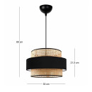 Φωτιστικό Οροφής Orvia Megapap e27 Ρατάν Μονόφωτο Χρώμα Φυσικό - Μαύρο Ø30x70εκ.