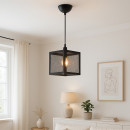 Φωτιστικό Οροφής Kivo Megapap e27 Μεταλλικό Μονόφωτο Χρώμα Μαύρο Ø16x120εκ.