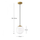 Φωτιστικό Οροφής Lumi Megapap e27 Γυάλινο Μονόφωτο Χρώμα Χρυσό - Λευκό Ø15x120εκ.