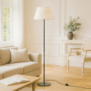 Φωτιστικό Δαπέδου Vilo Megapap e27 Μεταλλικό - Ύφασμα pvc Χρώμα Μαύρο - Λευκό Ø35x152εκ.