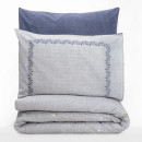 Σετ Παπλωματοθήκη Nitsa Cotton box 3 τμχ Μονή (160x220) Χρώμα Σκούρο Μπλε - Γκρι