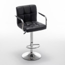 Σκαμπό Bar ArteLibre RANCOR Με Πλάτη Πτυσσόμενο Μαύρο PVC/Μέταλλο 51x50x83-105cm