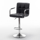 Σκαμπό Bar ArteLibre RANCOR Με Πλάτη Πτυσσόμενο Μαύρο PVC/Μέταλλο 51x50x83-105cm