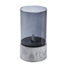 Φωτιστικό Ανεμοφωτιστικό (LED) Κυλινδρικό Γυαλί Γκρι 12.5x8cm