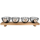 Κηροπήγιο Ορθογώνιο Μέταλλο/Ξύλο Μαύρο/Εκρού 10x45.5x10cm