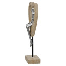 Γλυπτό Καρδιά 'Aroha' Ζευγάρι Μοτίβο Πολυρεζίνη Καφέ/Ασημί 7x14.5x34cm