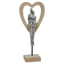 Γλυπτό Καρδιά 'Aroha' Ζευγάρι Μοτίβο Πολυρεζίνη Καφέ/Ασημί 7x14.5x34cm