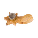 Κηροπήγιο Στρογγυλό Αστέρια ArteLibre Εκρού Ξύλο 37x6cm