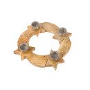 Κηροπήγιο Στρογγυλό Αστέρια ArteLibre Εκρού Ξύλο 37x6cm