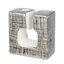 Κηροπήγιο 'Boston' Κεραμικό Ασημί/Λευκό 6x11.5x12.5cm