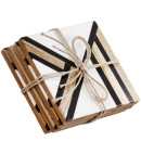 Σουβέρ Τετράγωνο ArteLibre Μαύρο/Καφέ/Λευκό Ξύλο 10x10cm Σετ 4Τμχ