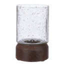 Κηροπήγιο Ρεσώ 'Anuk' Γυαλί/Ξύλο Μάνγκο Καφέ/Διάφανο 8x8cm
