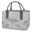Τσάντα Ορθογώνια Μοτίφ Ελέφαντα Felt Μπεζ Ανοιχτό Γκρι 2 Ποικιλία 40X25X26Cm 40X25X26Cm