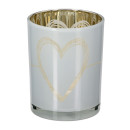 Φανάρι κυλινδρικό μοτίβο καρδιάς Γυάλινα σκεύη Γκρι Λευκό 2 Ποικιλία D10X13Cm D10X13Cm