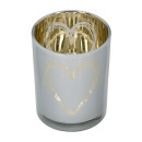 Φανάρι κυλινδρικό μοτίβο καρδιάς Γυάλινα σκεύη Γκρι Λευκό 2 Ποικιλία D10X13Cm D10X13Cm