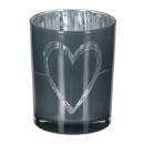 Φανάρι κυλινδρικό μοτίβο καρδιάς Γυάλινα σκεύη Γκρι Λευκό 2 Ποικιλία D10X13Cm D10X13Cm