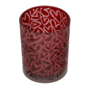 Φανάρι κυλινδρικό μοτίβο καρδιάς γυάλινα σκεύη κόκκινο D10X13Cm D10X13Cm