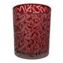 Φανάρι κυλινδρικό μοτίβο καρδιάς γυάλινα σκεύη κόκκινο D10X13Cm D10X13Cm