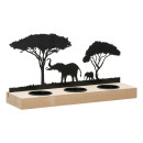 Κηροπήγιο ρεσώ Μοτίφ ελέφαντα Μεταλλικό Μαύρο Φυσικά Χρώματα 2 Ποικιλία 24X7X13Cm 24X7X13Cm