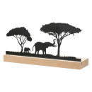 Κηροπήγιο ρεσώ Μοτίφ ελέφαντα Μεταλλικό Μαύρο Φυσικά Χρώματα 2 Ποικιλία 24X7X13Cm 24X7X13Cm