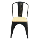 Καρέκλα ArteLibre Βιομηχανικού Τύπου Vintage TOLIKO II Μαύρο Αντικέ/Φυσικό Μέταλλο/Ξύλο 45x53x85cm