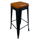 Σκαμπό Bar ArteLibre Βιομηχανικού Τύπου Vintage SILANO III Μαύρο Ματ/Καφέ Μέταλλο/PU 43x43x78cm