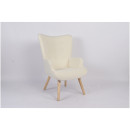 Πολυθρόνα ArteLibre MARION Λευκό Ύφασμα Μπουκλέ/Ξύλο 73x69x96cm