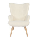 Πολυθρόνα ArteLibre MARION Λευκό Ύφασμα Μπουκλέ/Ξύλο 73x69x96cm