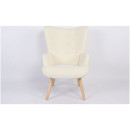 Πολυθρόνα ArteLibre MARION Λευκό Ύφασμα Μπουκλέ/Ξύλο 73x69x96cm