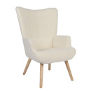 Πολυθρόνα ArteLibre MARION Λευκό Ύφασμα Μπουκλέ/Ξύλο 73x69x96cm