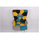 Πολυθρόνα ArteLibre BRIAR Κίτρινο/Μπλε Patchwork Ύφασμα/Ξύλο 73x69x96cm
