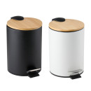 Κάδος Μπάνιου Πεντάλ Μαύρο/Λευκό Με Καπάκι Μπαμπού Σε 2 Χρώματα