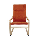 Πολυθρόνα ArteLibre NORDVIK Πορτοκαλί/Φυσικό Ύφασμα/Ξύλο 60x71x105cm