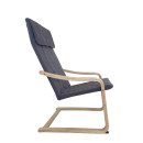 Πολυθρόνα ArteLibre NORDVIK Γκρι/Φυσικό Ύφασμα/Ξύλο 60x71x105cm