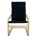 Πολυθρόνα ArteLibre NORDVIK Μαύρο/Φυσικό Ύφασμα/Ξύλο 60x71x105cm