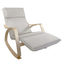 Πολυθρόνα Κουνιστή ArteLibre LUNDRA Μπεζ/Φυσικό Ύφασμα/Ξύλο 67x127x91cm