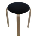 Σκαμπό ArteLibre MILOA Μαύρο/Φυσικό Ύφασμα/Ξύλο 42x42x45cm