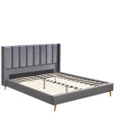 Κρεβάτι Υπέρδιπλο ArteLibre SEDONA Γκρι Ύφασμα 216x176x110cm (Στρώμα 160x200cm)