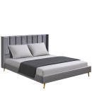 Κρεβάτι Υπέρδιπλο ArteLibre SEDONA Γκρι Ύφασμα 216x176x110cm (Στρώμα 160x200cm)