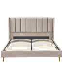 Κρεβάτι Υπέρδιπλο ArteLibre SEDONA Μπεζ Ύφασμα 216x176x110cm (Στρώμα 160x200cm)