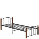 Κρεβάτι Μονό ArteLibre LARAMIE Μαύρο/Καρυδί Μέταλλο 210x98x76cm (Στρώμα 90x200cm)