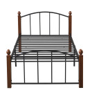 Κρεβάτι Μονό ArteLibre LARAMIE Μαύρο/Καρυδί Μέταλλο 210x98x76cm (Στρώμα 90x200cm)