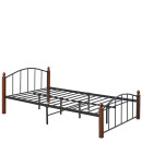 Κρεβάτι Ημίδιπλο ArteLibre LARAMIE Μαύρο/Καρυδί Μέταλλο 210x128x76cm (Στρώμα 120x200cm)