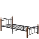 Κρεβάτι Μονό ArteLibre ARROWHEAD Μαύρο/Καρυδί Μέταλλο 210x98x85cm (Στρώμα 90x200cm)