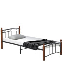 Κρεβάτι Μονό ArteLibre ARROWHEAD Μαύρο/Καρυδί Μέταλλο 210x98x85cm (Στρώμα 90x200cm)