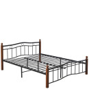 Κρεβάτι Ημίδιπλο ArteLibre ARROWHEAD Μαύρο/Καρυδί Μέταλλο 210x128x85cm (Στρώμα 120x200cm)