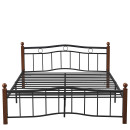 Κρεβάτι Ημίδιπλο ArteLibre ARROWHEAD Μαύρο/Καρυδί Μέταλλο 210x128x85cm (Στρώμα 120x200cm)