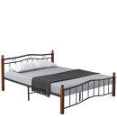 Κρεβάτι Ημίδιπλο ArteLibre ARROWHEAD Μαύρο/Καρυδί Μέταλλο 210x128x85cm (Στρώμα 120x200cm)