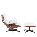 Πολυθρόνα Relax ArteLibre MIREN Με Υποπόδιο Λευκό/Καφέ Ξύλο/PU 82x92x78cm